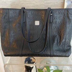 MCM Black Embossed Leather tote